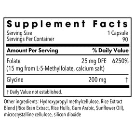 MethylPro L-Methylfolate 15 mg 90 capsules vue de côté