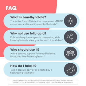MethylPro L-Méthylfolate 15 mg comprimés sur une table