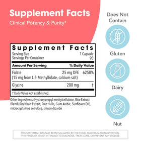 MethylPro L-Methylfolate 15 mg étiquette avec ingrédients