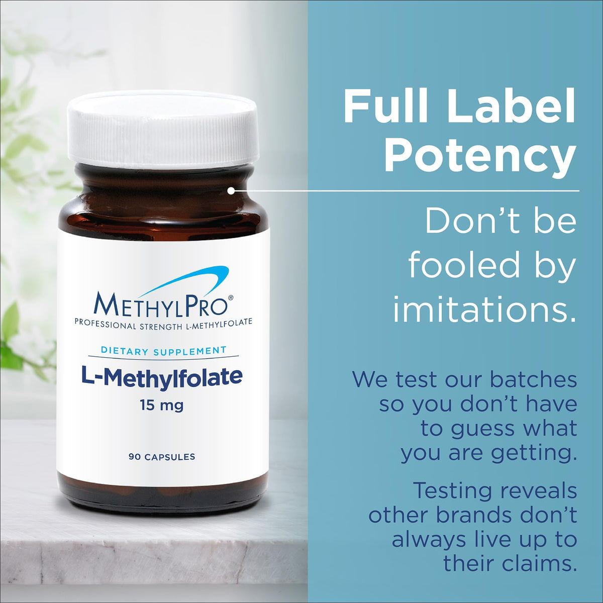 MethylPro L-Méthylfolate 2,5 mg affiché avec des ingrédients