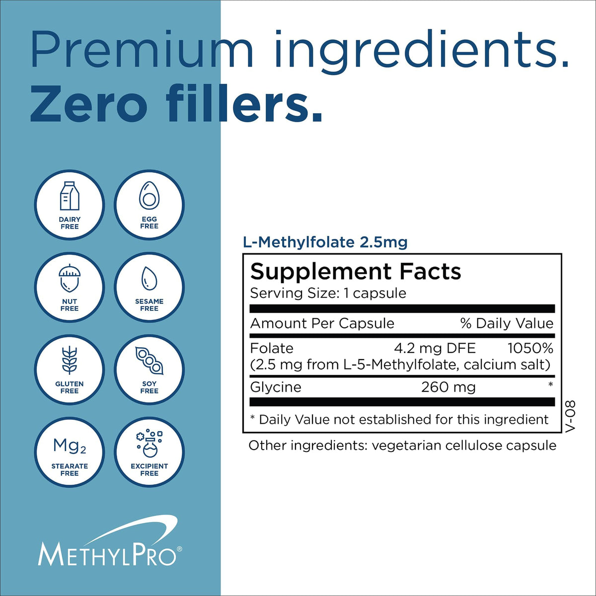 MethylPro L-Méthylfolate 2,5 mg sur une table