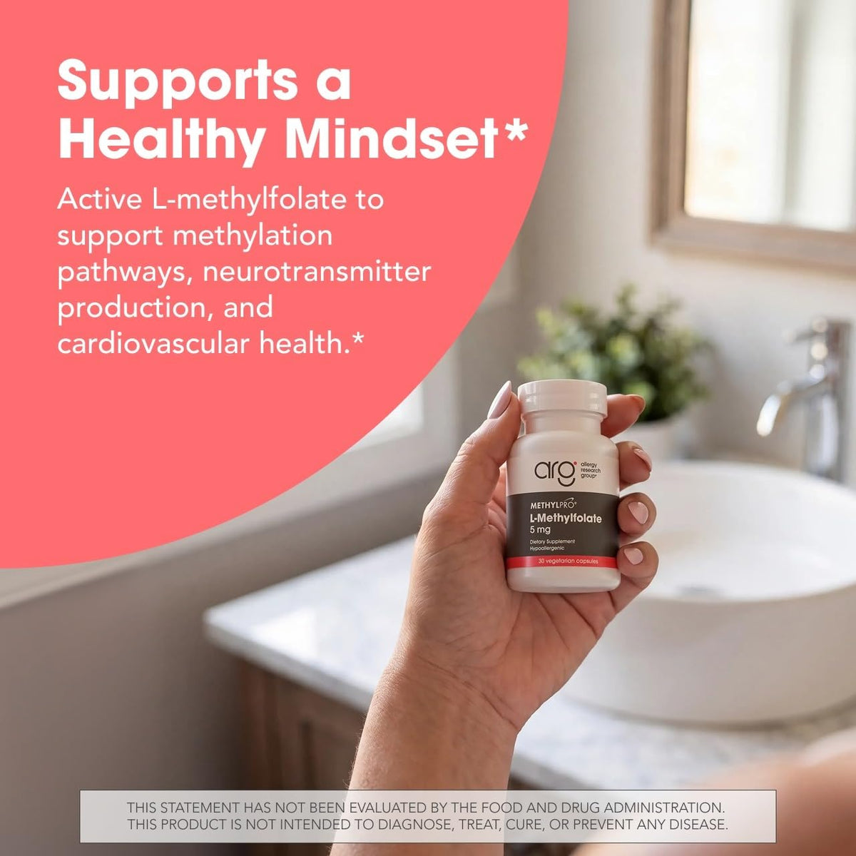 MethylPro L-Methylfolate 5 mg capsules bottle side view