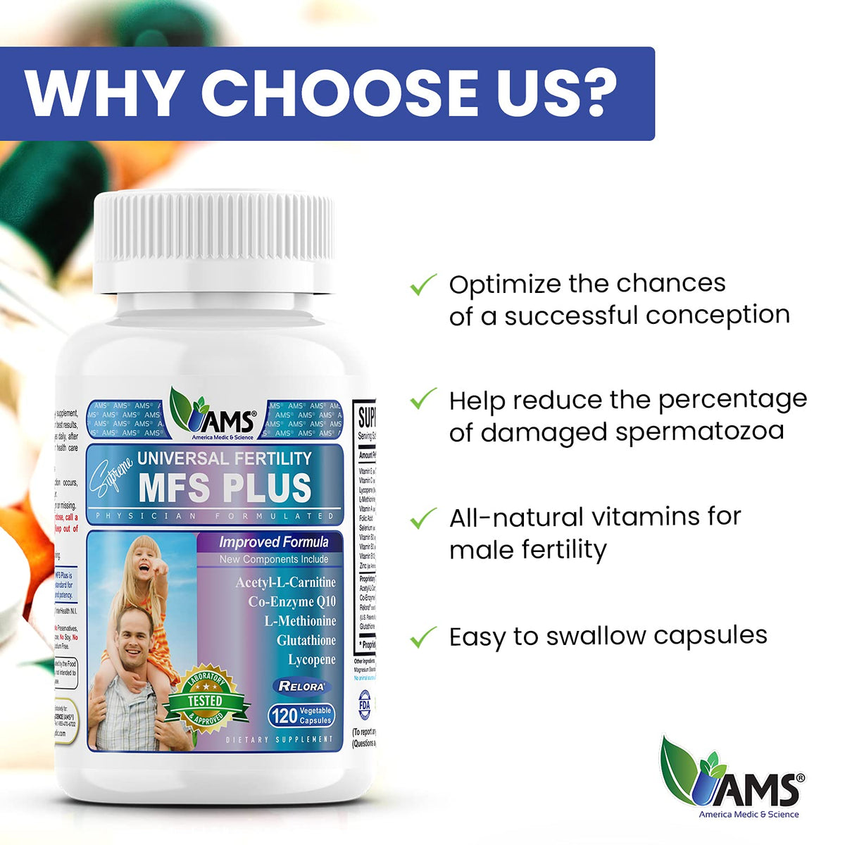 MFS Plus Fertilité Masculine 120 Capsules avec verre d'eau
