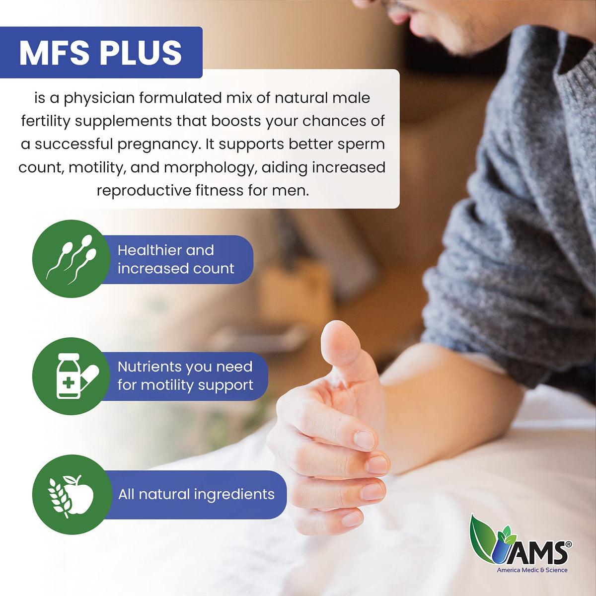 MFS Plus Fertilité Masculine 120 Capsules sur fond blanc
