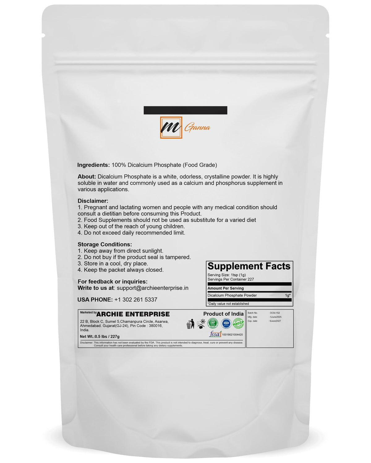 mGanna phosphate dicalcique 227 g packaging