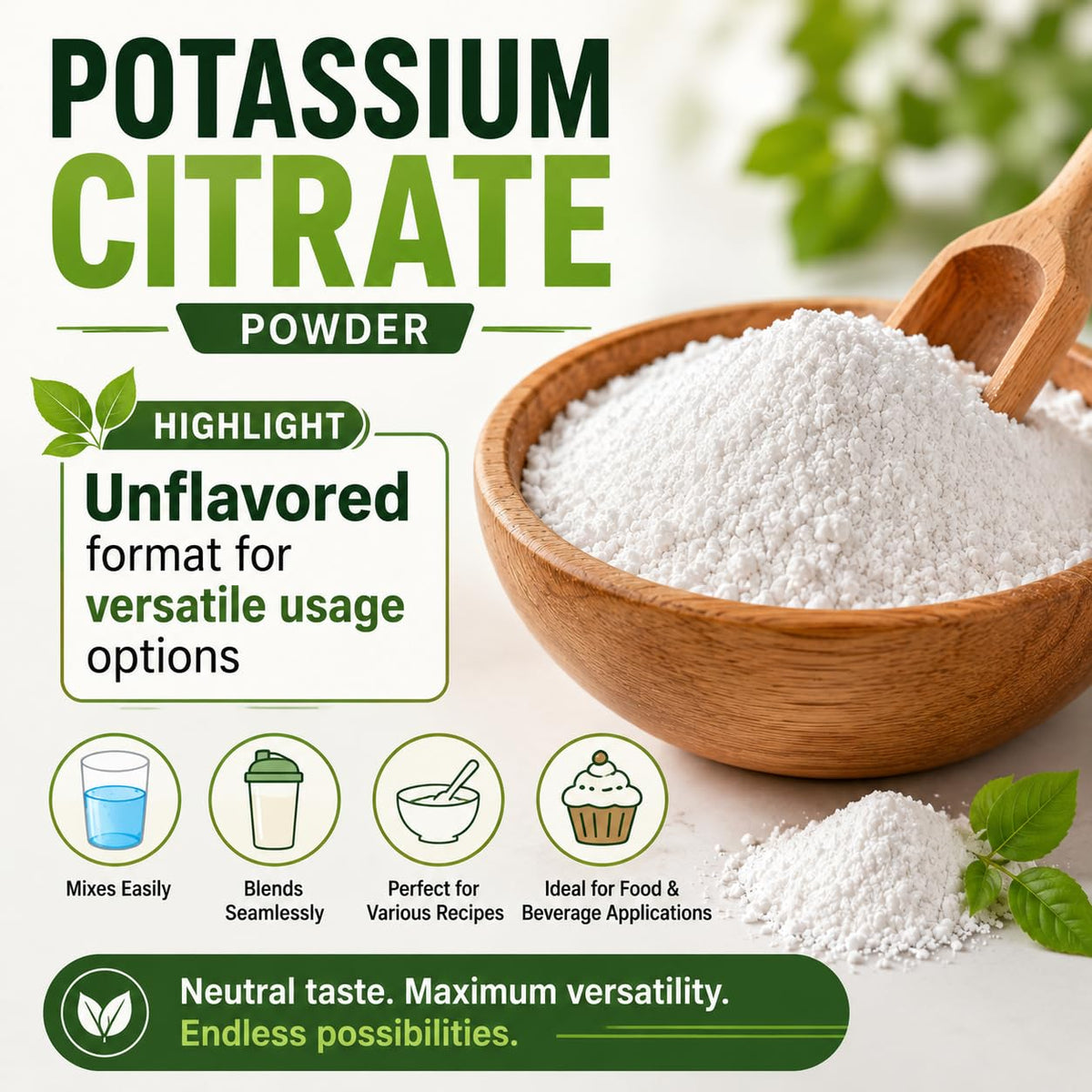 mGanna Poudre de Citrate de Potassium 227 g avec une cuillère
