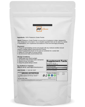 mGanna Poudre de Citrate de Potassium 227 g emballage arrière