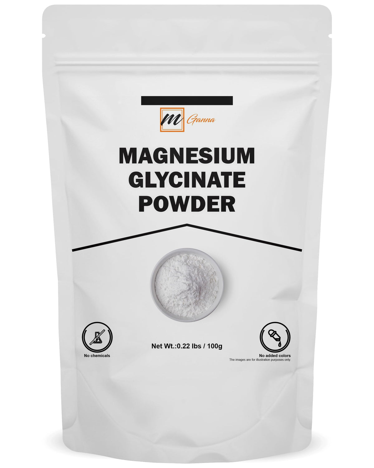 mGanna poudre de magnésium glyciné chélaté 100 g vue avant