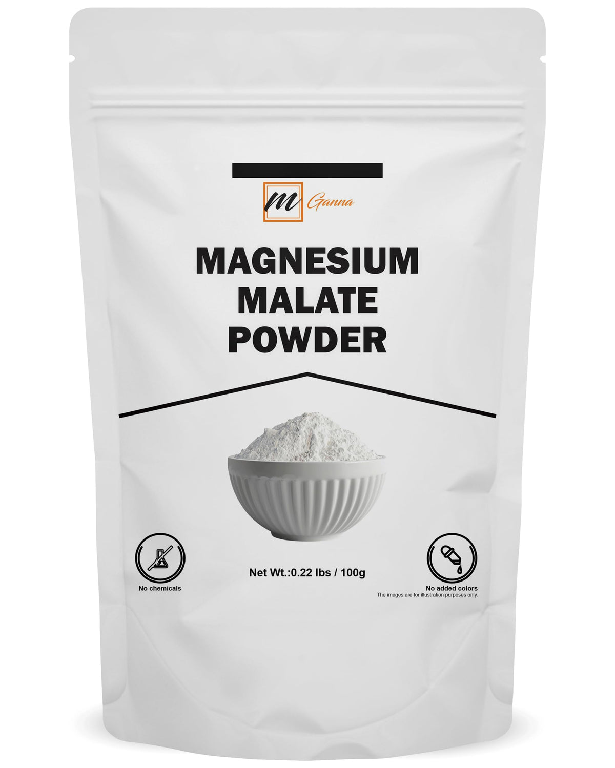 mGanna Poudre de Malate de Magnésium 100g vue de face
