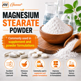 mGanna Poudre de Stéarate de Magnésium 240g versée dans un bol