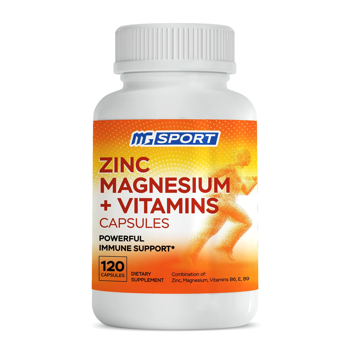 MgSport ZMA complément alimentaire 120 capsules vue de face