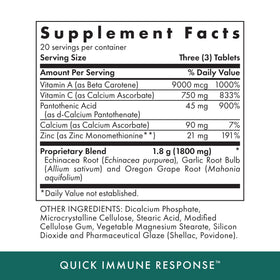 MICHAEL'S Quick daily wellness Response emballage avec informations nutritionnelles