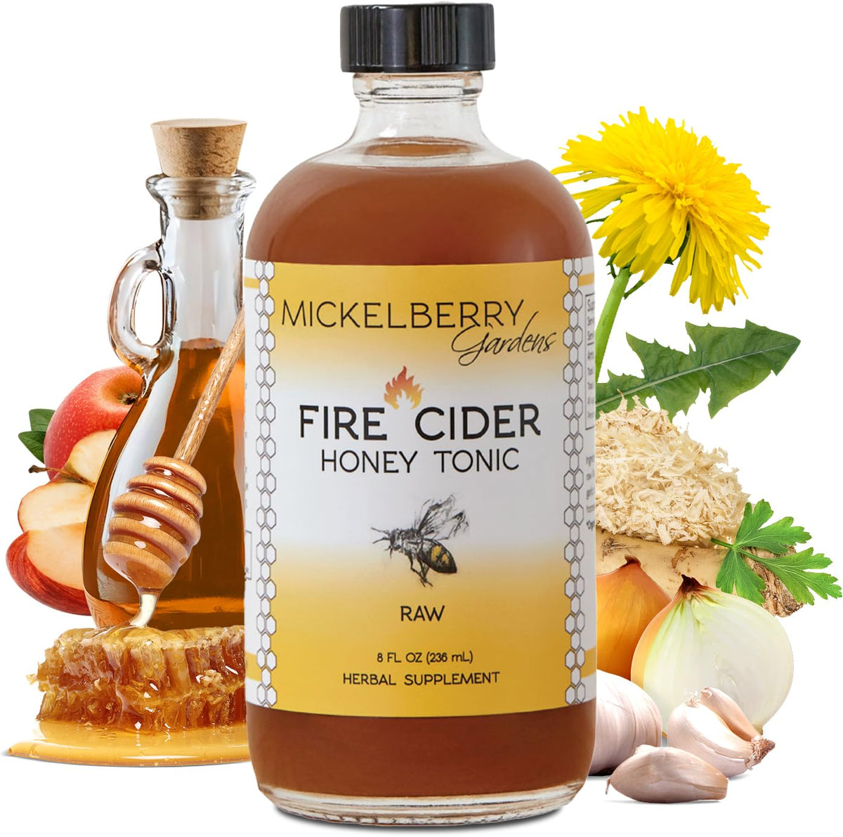 Mickelberry Gardens Fire Cider Tonic 8oz avec étiquette