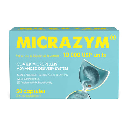 Micrazym Complément Alimentaire Multi-Enzymes 50 Capsules - Vue de face