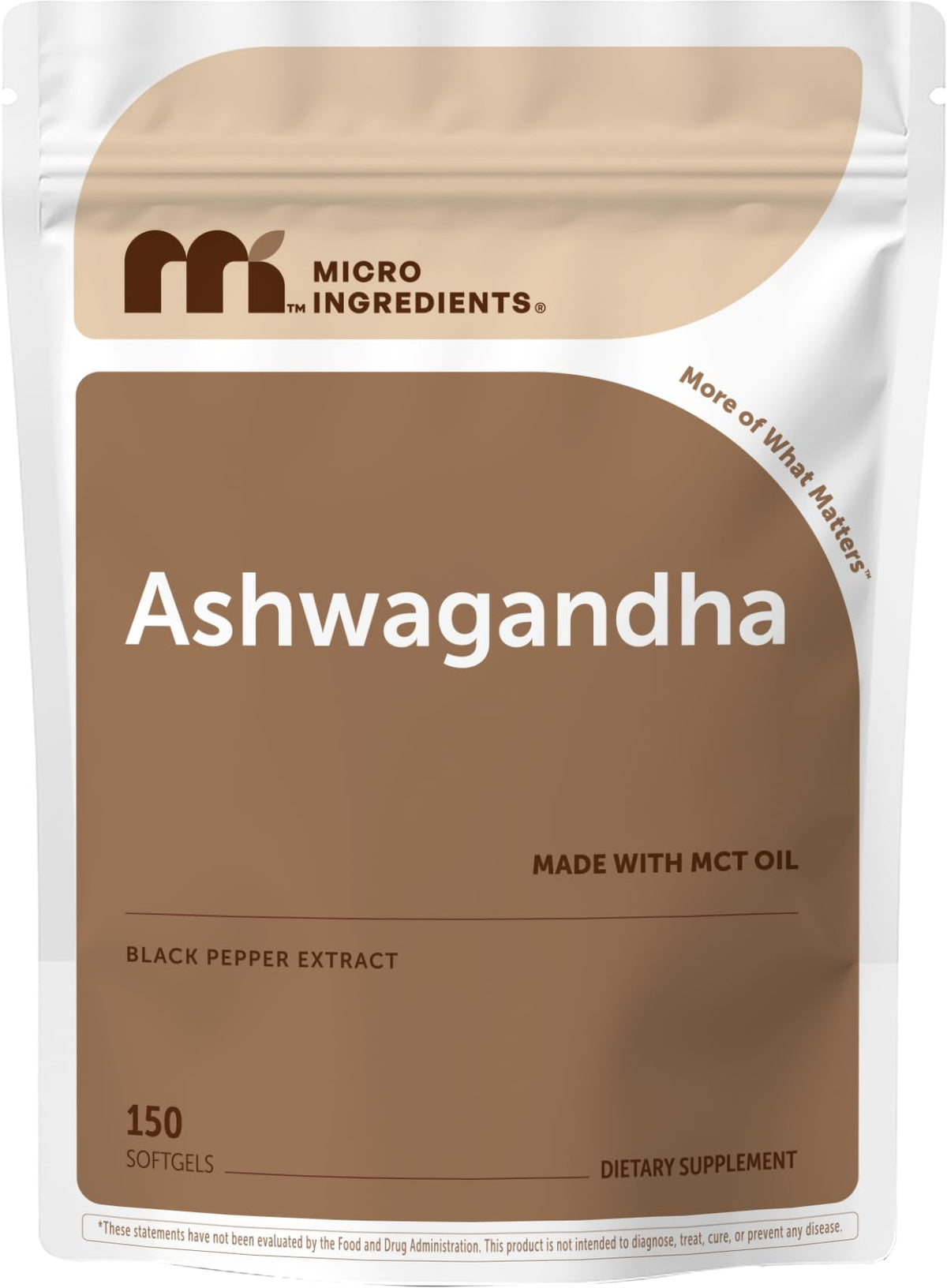 Micro Ingredients Ashwagandha 150 gélules MCT vue de face