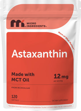 Micro Ingredients Astaxanthin 12mg gélules avec huile MCT vue de face