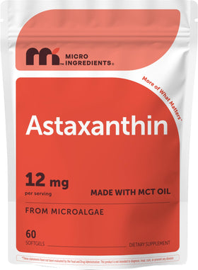 Micro Ingredients Astaxanthin 12mg softgels front view