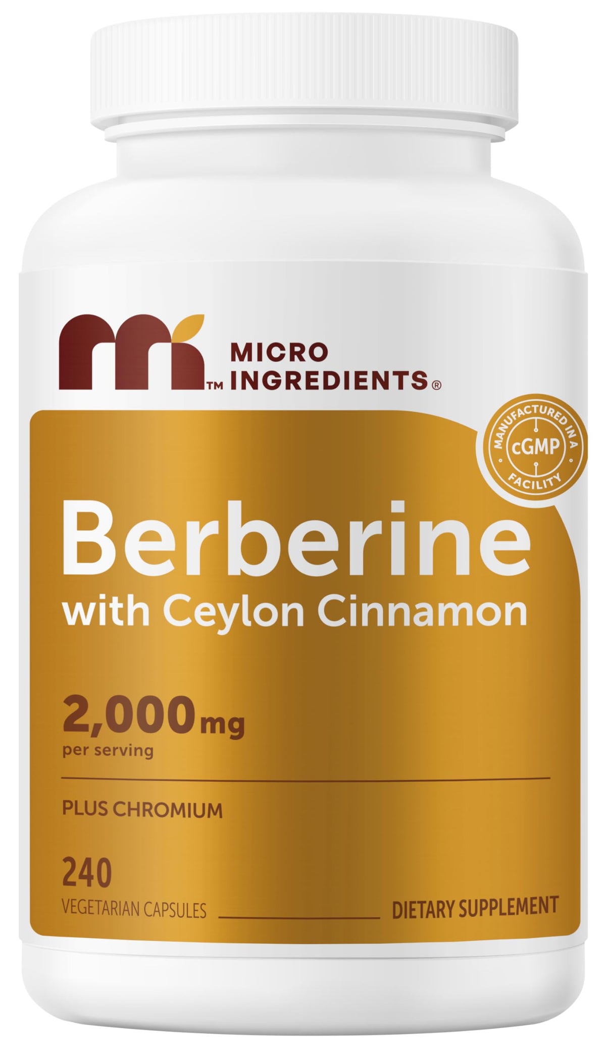 Micro Ingredients Berbérine 2000 mg 240 gélules végétales vue de face