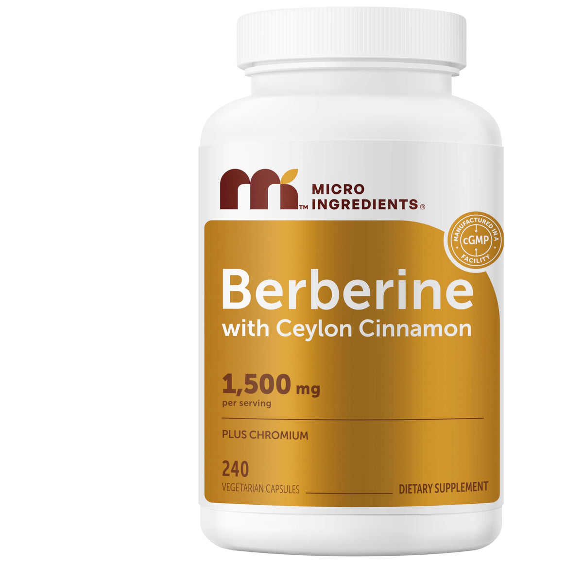 Micro Ingredients Berberine HCl 240 capsules végétariennes avec Cannelle de Ceylan