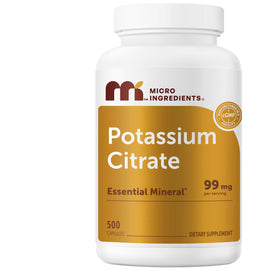 Micro Ingredients Citrate de Potassium 500 capsules vue de face