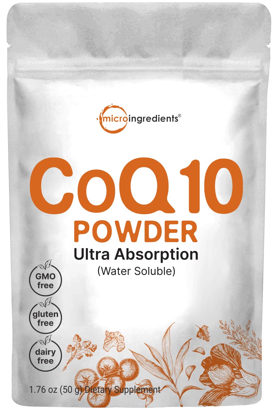 Micro Ingredients Coenzyme Q10 Poudre 200mg 50g vue de face