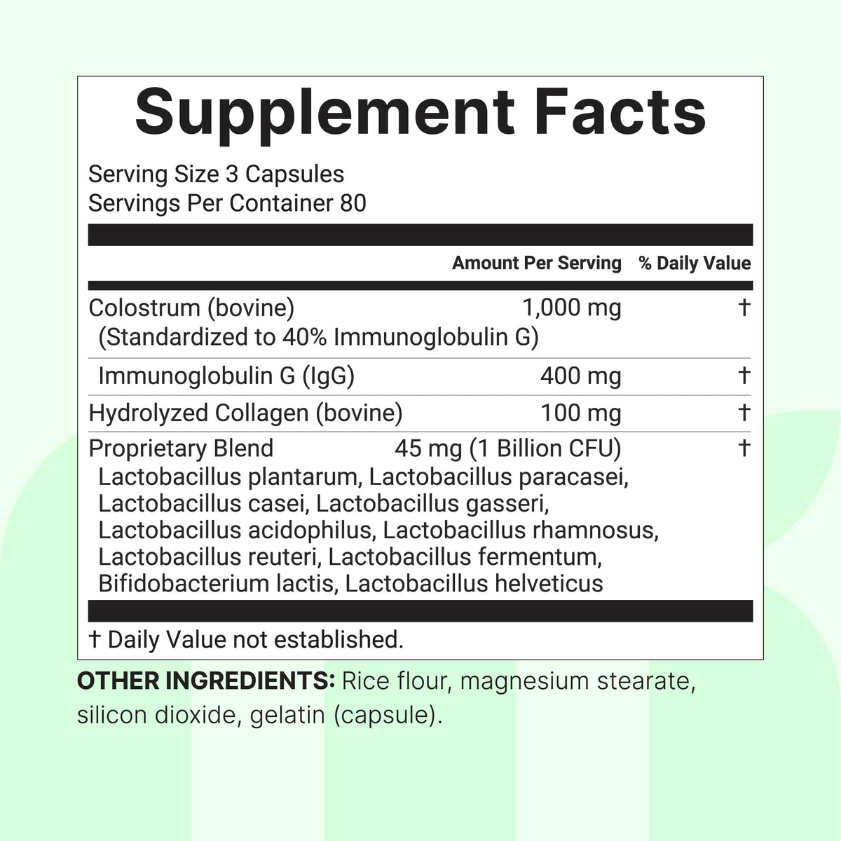 Micro Ingredients Colostrum en format capsule sur fond neutre