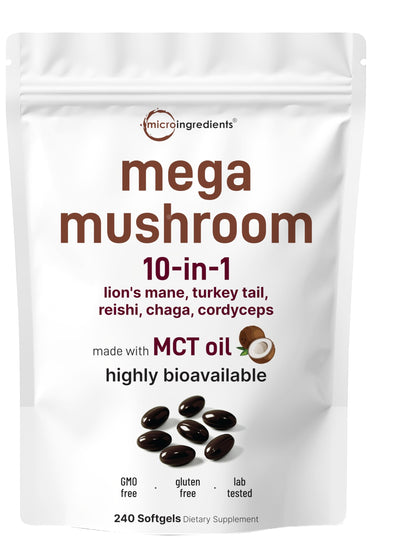 Micro Ingredients Complex de Champignons 10-en-1 240 gélules vue avant