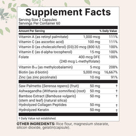Micro Ingredients Complex de Vitamines pour Cheveux 120 Capsules vue arrière
