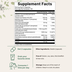 Micro Ingredients Complexe B Méthylé Pur 480 Capsules arrière
