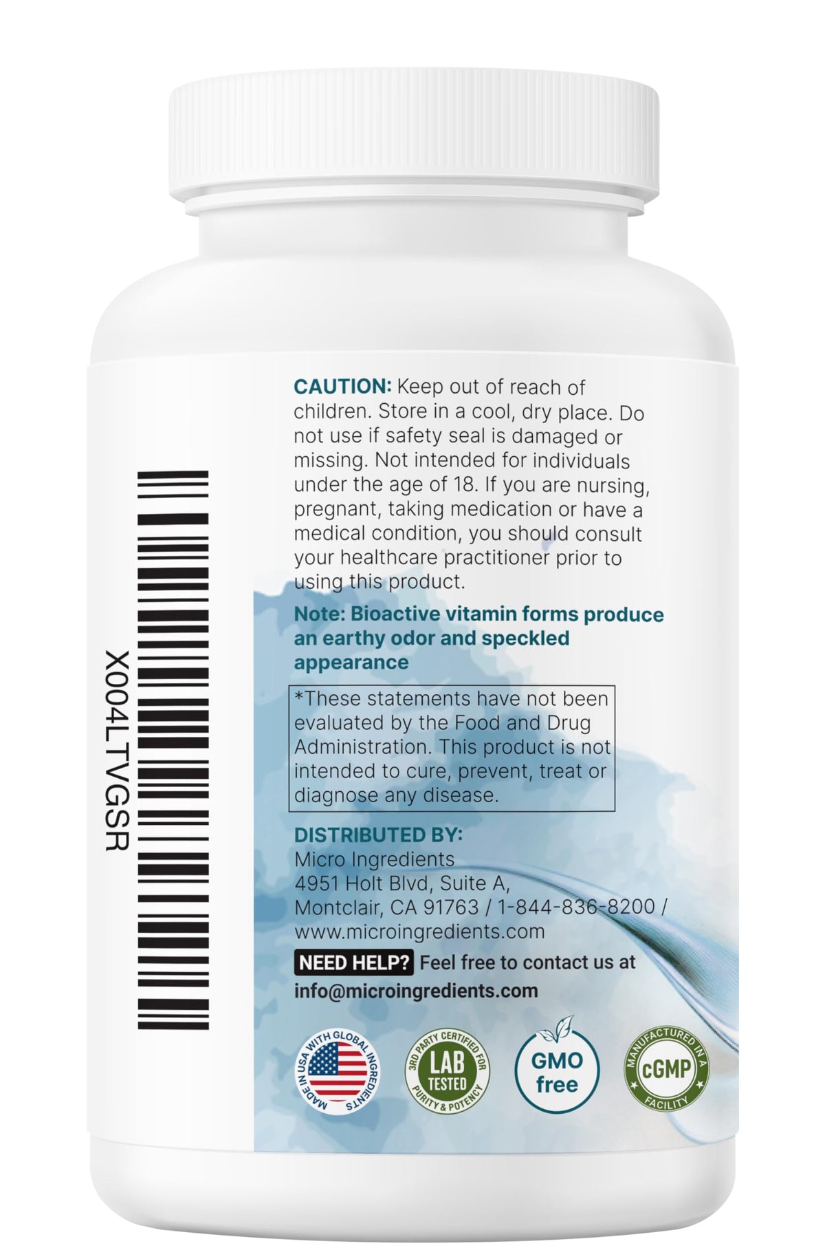 Micro Ingredients Complexe B Méthylé Pur 480 Capsules avec accessoires de santé