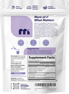 Micro Ingredients Complexe de Magnésium 12-en-1 390g utilisation dans un verre