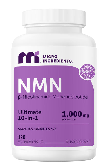 Micro Ingredients complexe NMN 1000mg bouteille de 120 capsules végétariennes