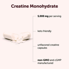 Micro Ingredients créatine monohydrate capsules sur une table