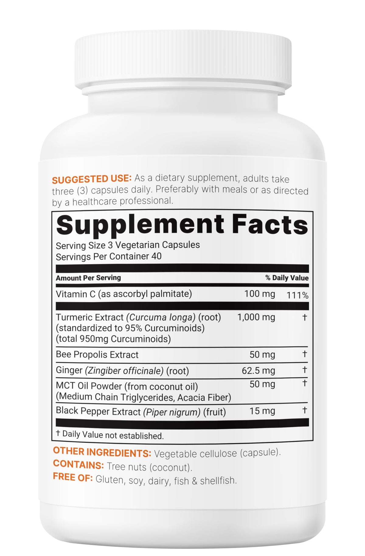 Micro Ingredients Curcuma Pur 1 000 mg sur fond blanc