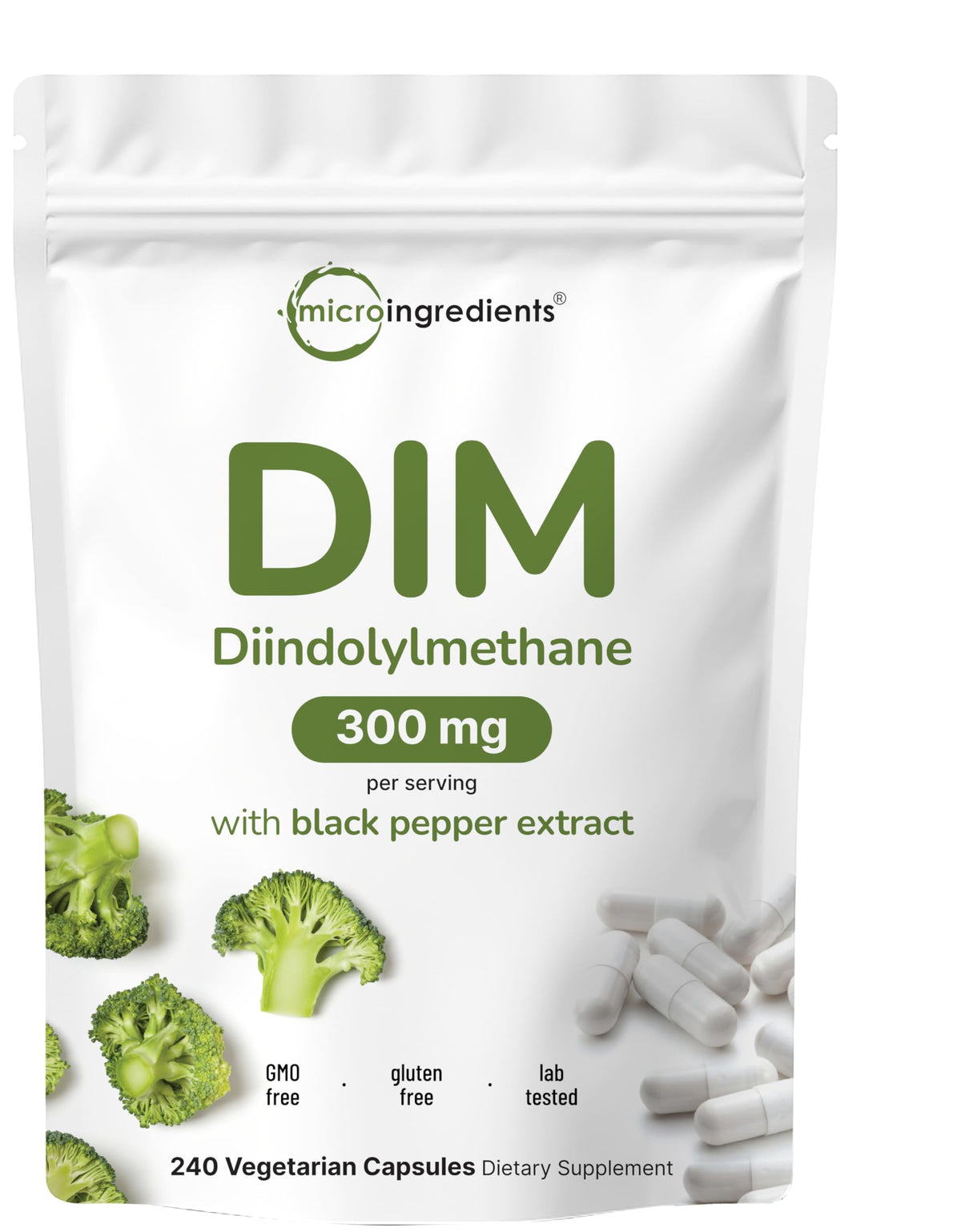 Micro Ingredients DIM 300mg 240 gélules végétales vue de face