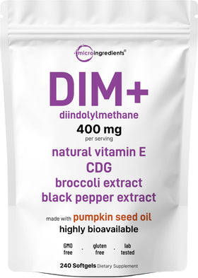 Micro Ingredients DIM+ 400mg 240 gélules avec huile de graines de courge