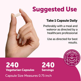 Micro Ingredients fer bisglycinate 240 capsules végétales arrière avec informations nutritionnelles
