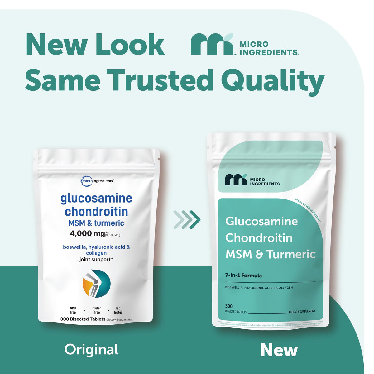 Micro Ingredients Glucosamine Chondroïtine sachet avec informations nutritionnelles