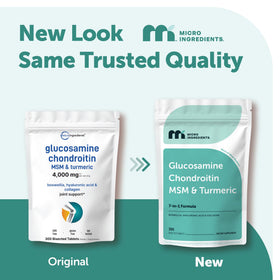 Micro Ingredients Glucosamine Chondroïtine sachet avec informations nutritionnelles