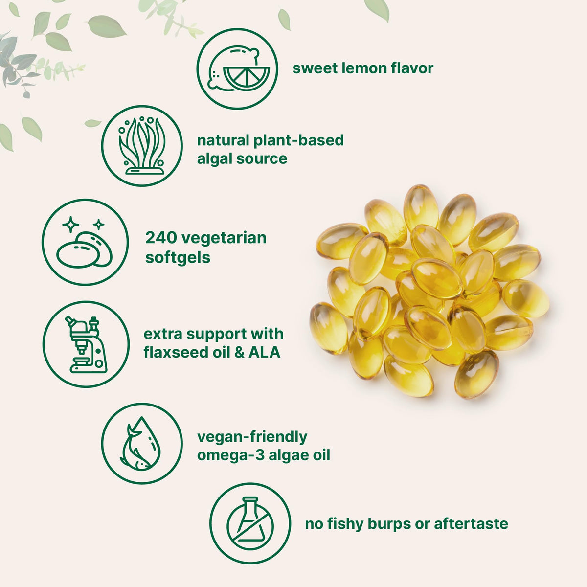 Micro Ingredients huile d'algue Omega 3, étiquette du produit avec informations nutritionnelles