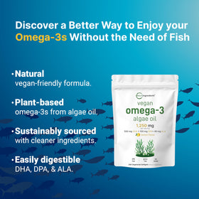 Micro Ingredients huile d'algue Omega 3, gélules sur une cuillère en bois