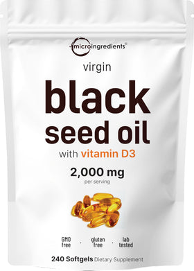 Micro Ingredients huile de graines noires softgels 240 unités