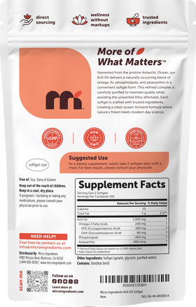 Micro Ingredients Huile de Krill Antarctica 1000 mg étiquette du produit