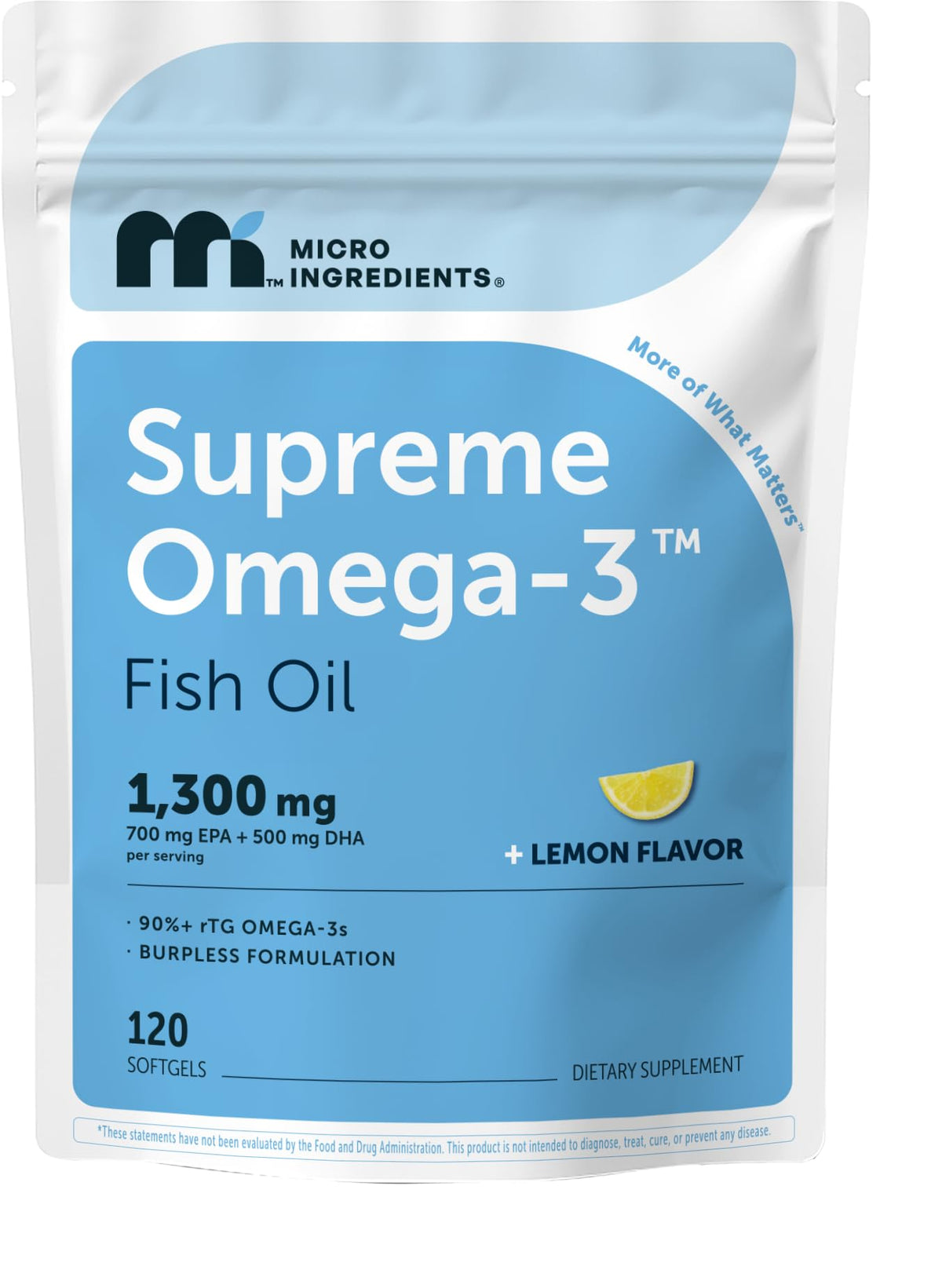 Micro Ingredients Huile de Poisson Omega-3 120 gelules front view