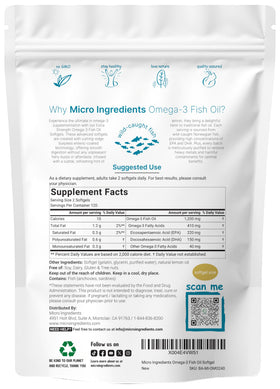 Micro Ingredients Huile de Poisson Oméga 3 240 gélules avec emballage