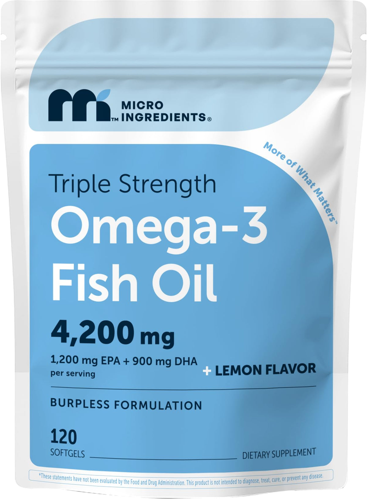 Micro Ingredients Huile de Poisson Omega 3 4200mg gélules citronnées
