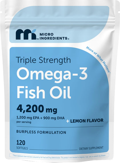 Micro Ingredients Huile de Poisson Omega 3 4200mg gélules citronnées