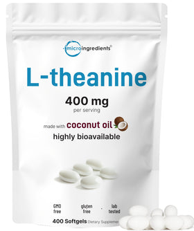 Micro Ingredients L-Theanine 400mg 400 gélules douces avec huile de coco