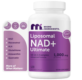 Micro Ingredients Liposomal NAD+ 1000mg bouteille de 120 capsules végétariennes