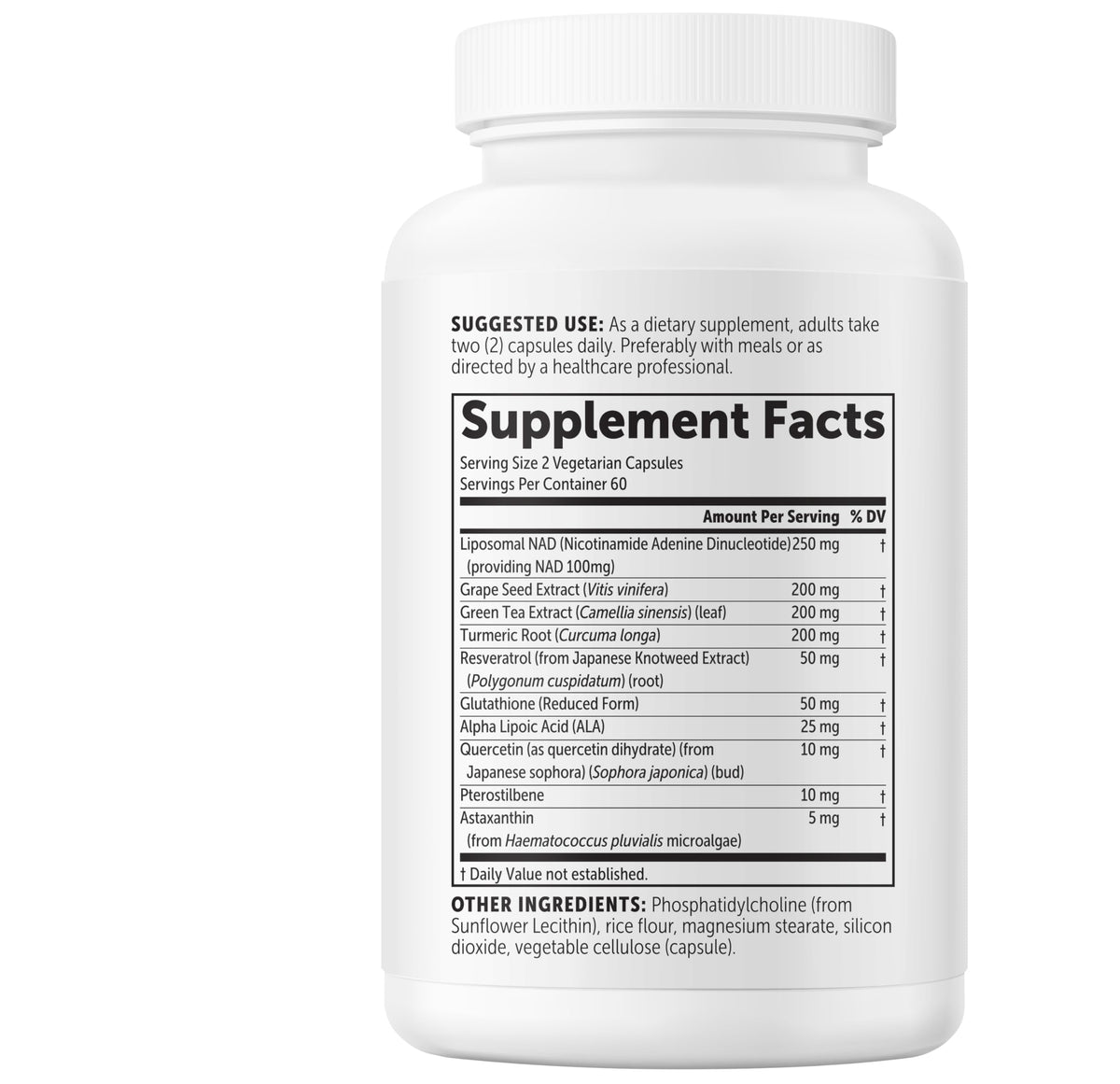 Micro Ingredients Liposomal NAD+ avec des ingrédients végétaux en arrière-plan